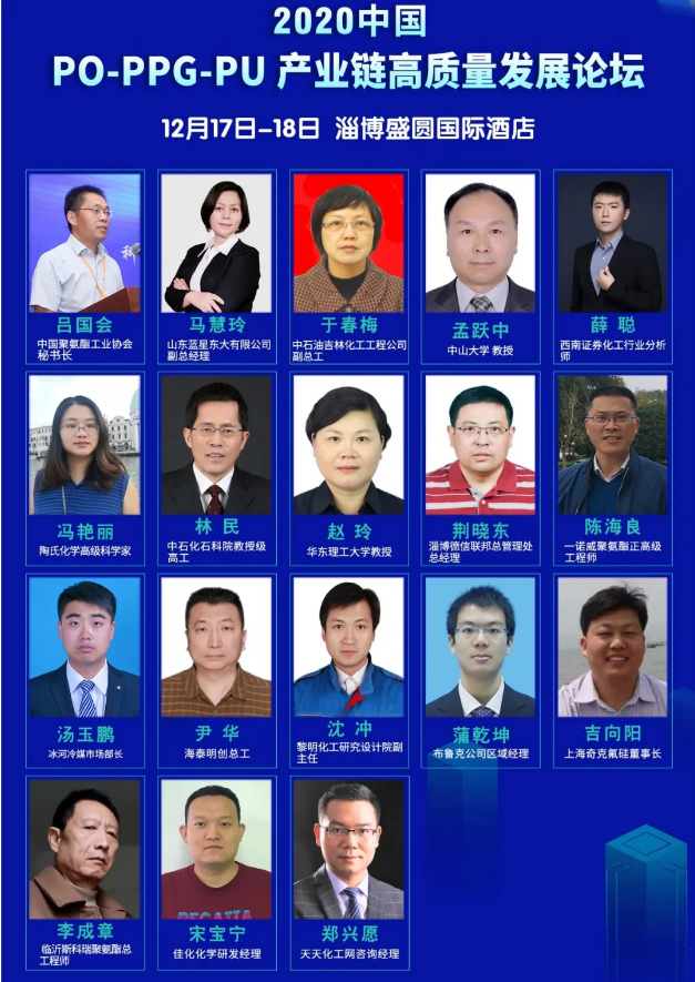 2020 中國 PO-PPG-PU 產業鏈高質量發展論壇參會人員